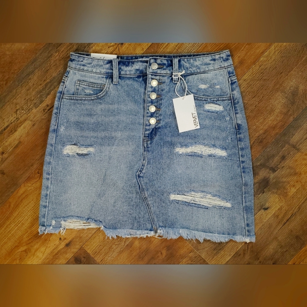 VERVET DENIM SKIRT "LIGHT BLUE"